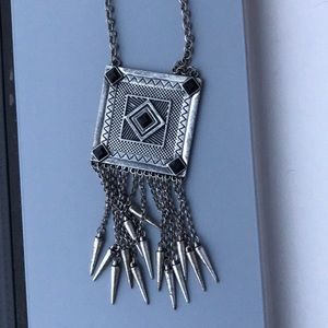 Boho Aztec Style Necklace - Silver